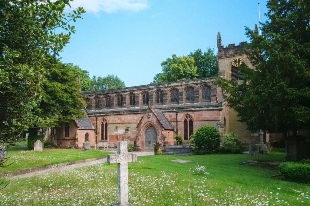 St Bartholomew's Church, Edgbaston, seen across the churchyard